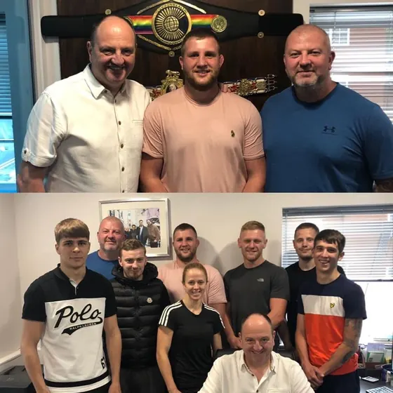 Two group photos of Courtney with friends and club members