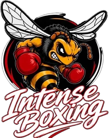 Intense Boxing logo: a bee in red boxing gloves